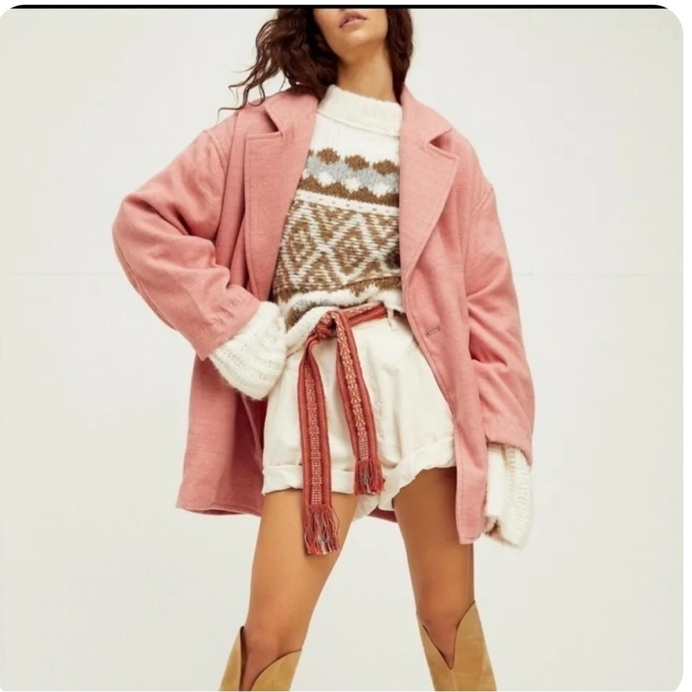NWT Free People Hannah Super Soft Blazer Coat Pink Medium